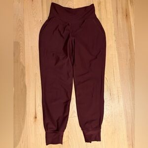 High Waist Jogger Pants in Deep Burgundy